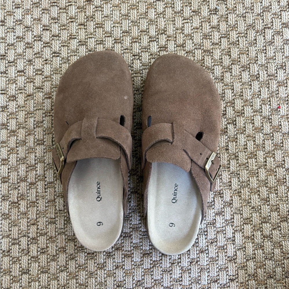 Quince Taupe Suede Clogs 9